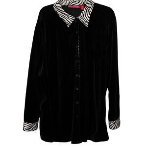 GLORIA VANDERBILT LONG SLEEVE DRESSY JACKET, WOMENS, 3X, BLACK WHITE STRIP TRIM